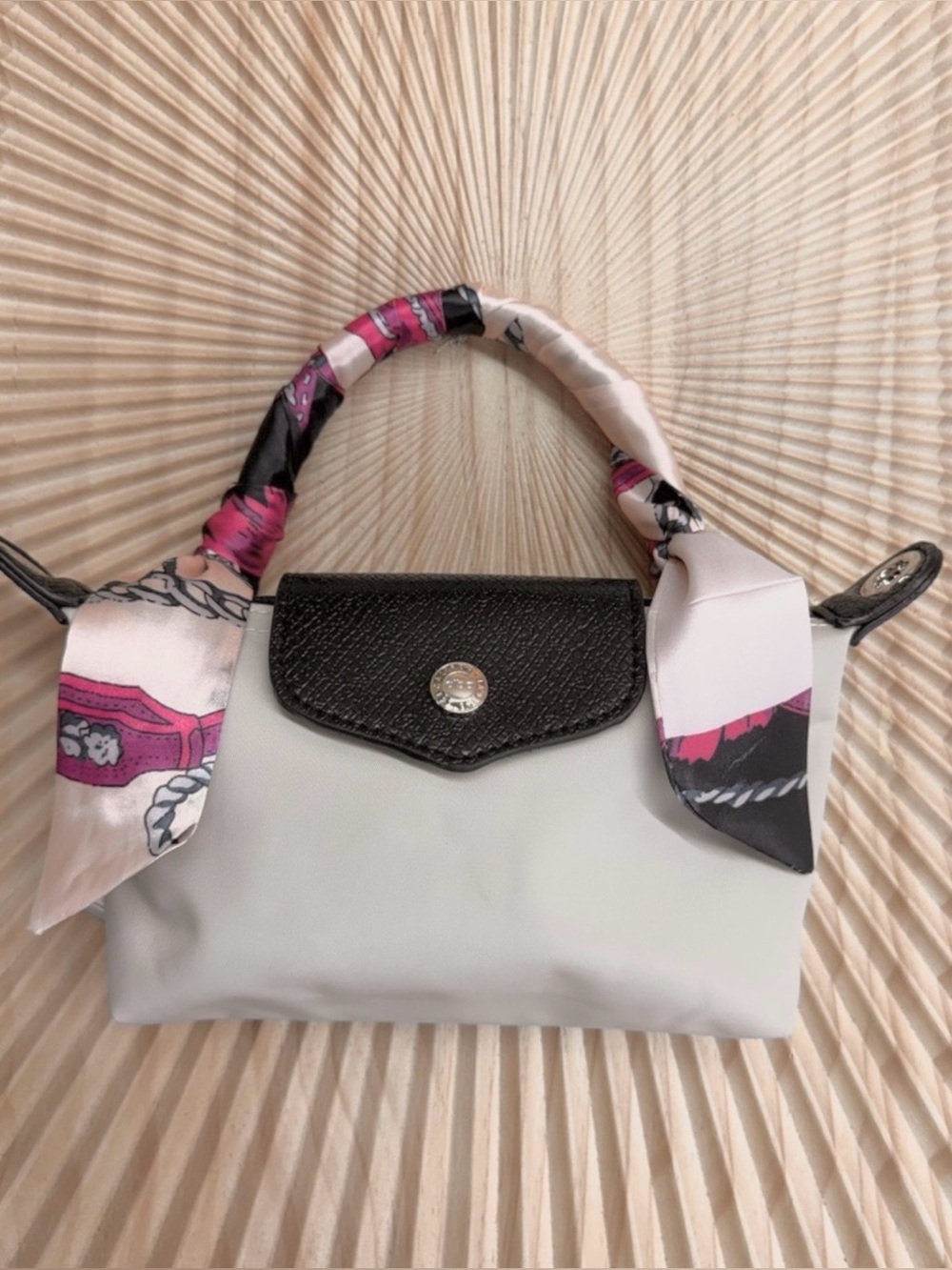 Alba Mini Top-Handle Nylon Bag in Clay & Black with Crossbody Strap, NWT
